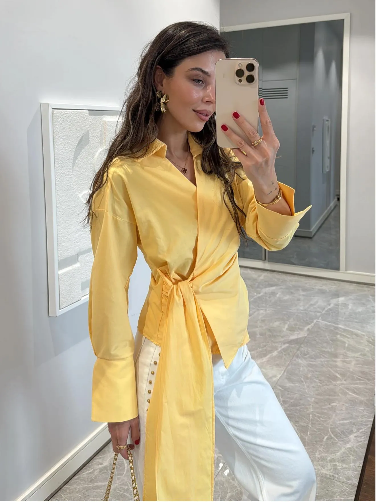 Yellow Side Tie Shirt