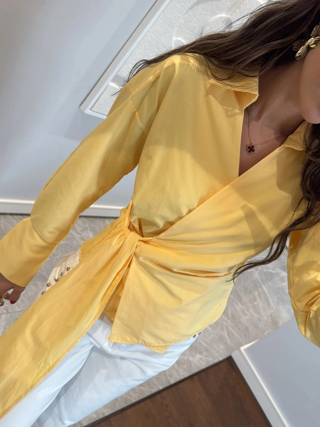 Yellow Side Tie Shirt