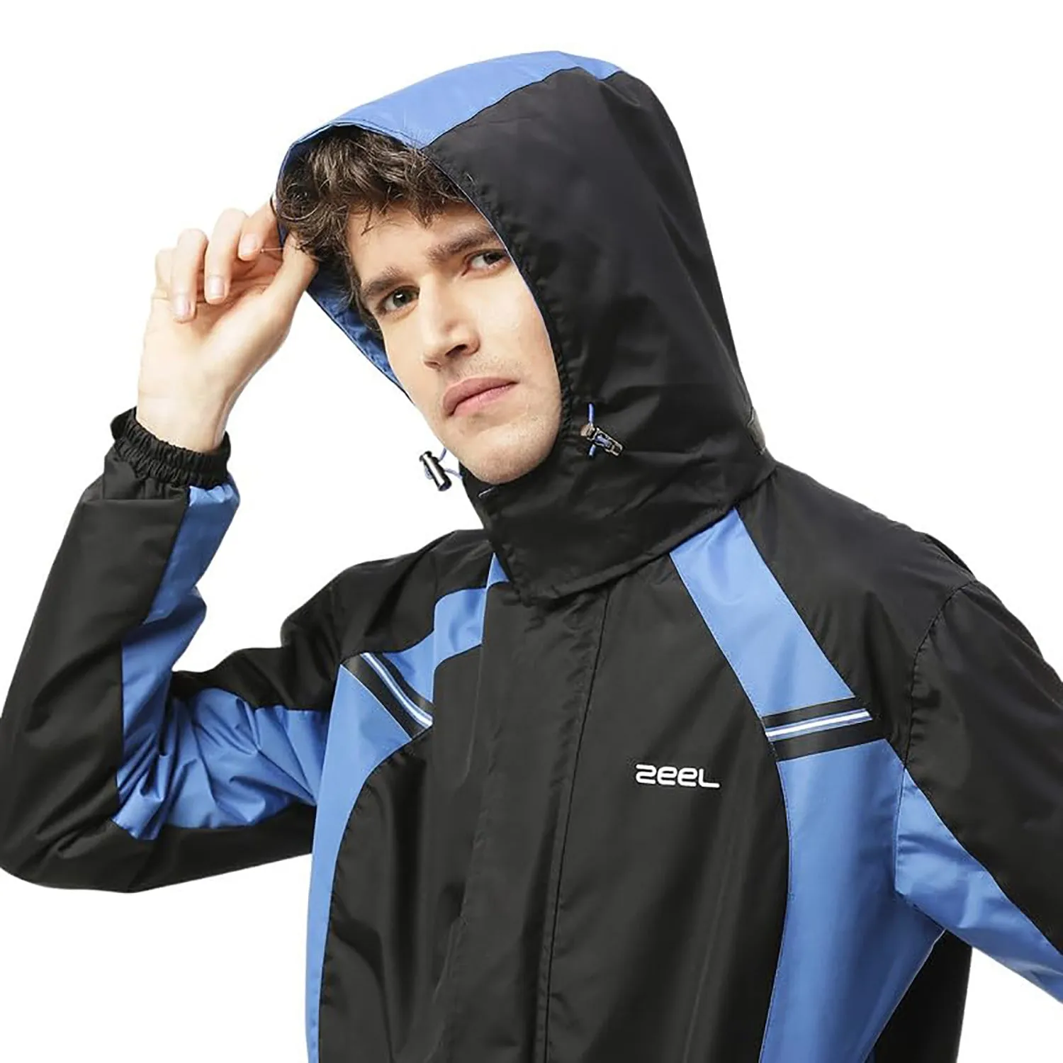 Zeel JS508 Men’s Waterproof Raincoat Set for Bike Riders | Hooded Polyester Jacket   Pants   Inner Pockets   Waterproof Storage Bag