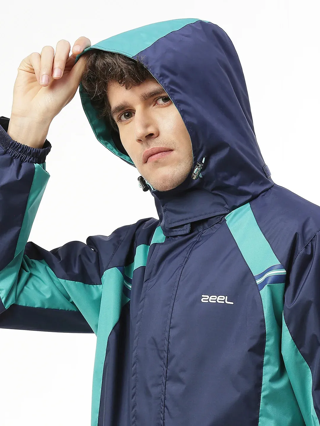 Zeel JS508 Men’s Waterproof Raincoat Set for Bike Riders | Hooded Polyester Jacket   Pants   Inner Pockets   Waterproof Storage Bag