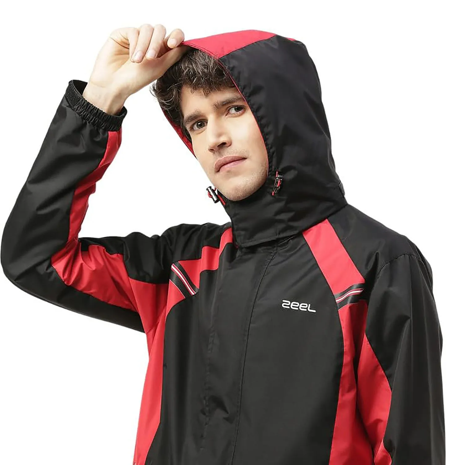 Zeel JS508 Men’s Waterproof Raincoat Set for Bike Riders | Hooded Polyester Jacket   Pants   Inner Pockets   Waterproof Storage Bag