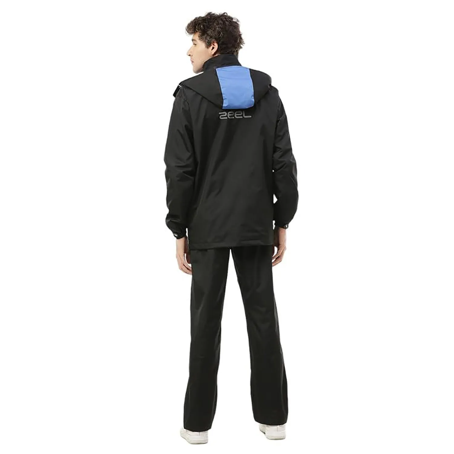 Zeel JS508 Men’s Waterproof Raincoat Set for Bike Riders | Hooded Polyester Jacket   Pants   Inner Pockets   Waterproof Storage Bag