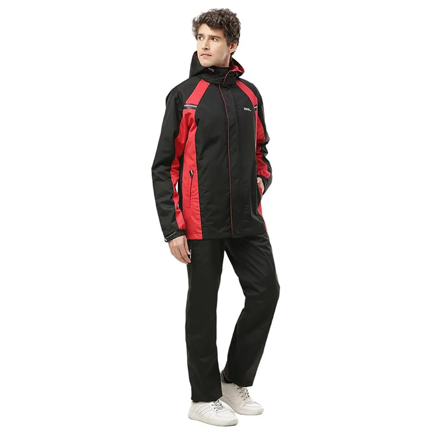 Zeel JS508 Men’s Waterproof Raincoat Set for Bike Riders | Hooded Polyester Jacket   Pants   Inner Pockets   Waterproof Storage Bag