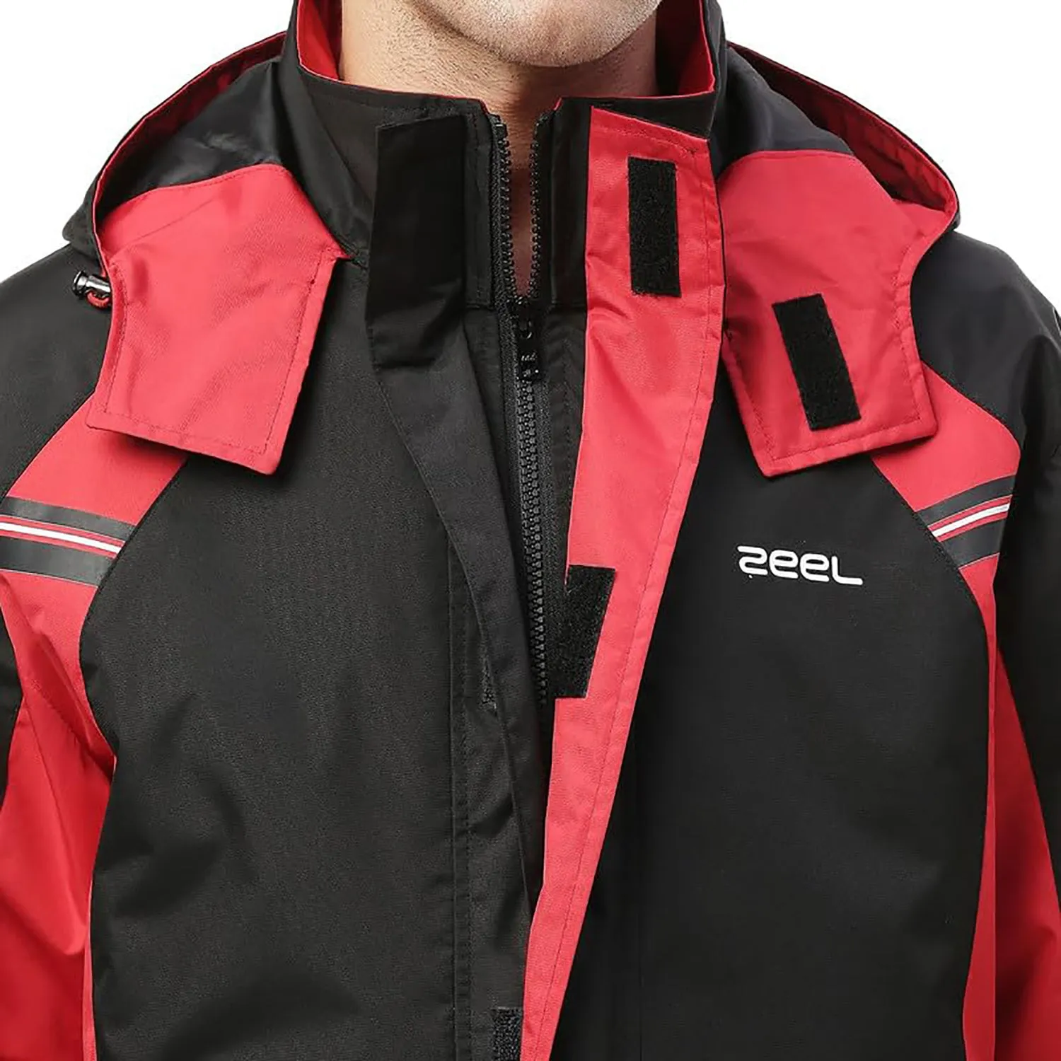 Zeel JS508 Men’s Waterproof Raincoat Set for Bike Riders | Hooded Polyester Jacket   Pants   Inner Pockets   Waterproof Storage Bag