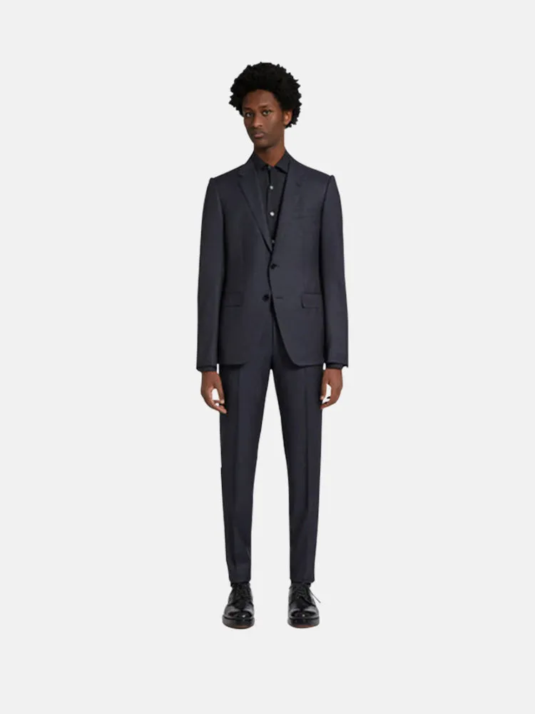 Zegna Micro Pattern Dark Blue Multiseason Wool Suit Drop 7
