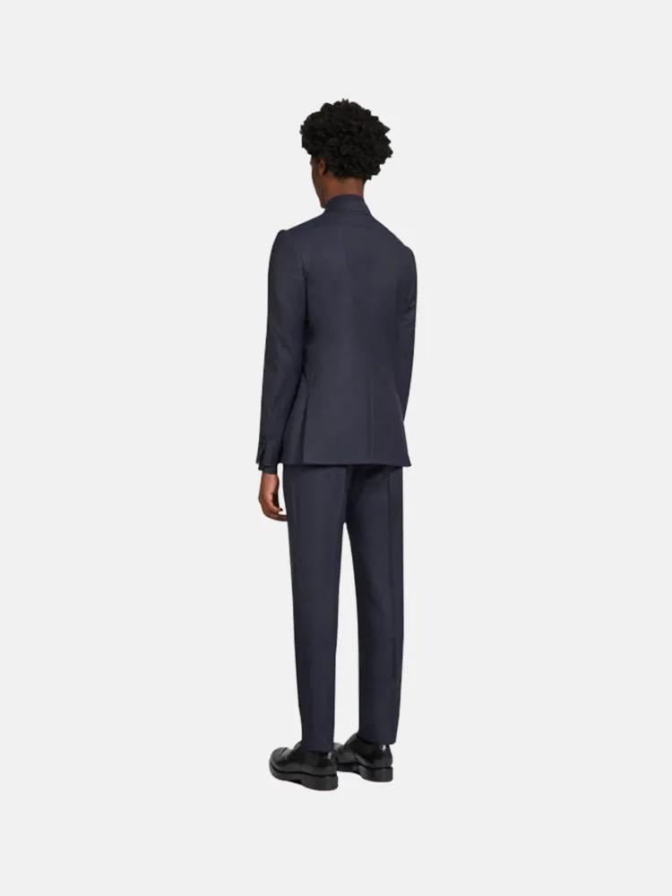 Zegna Micro Pattern Dark Blue Multiseason Wool Suit Drop 7